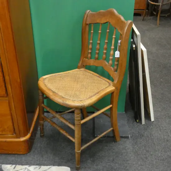 OLD WOODEN CHAIR w. WOVEN SEAT