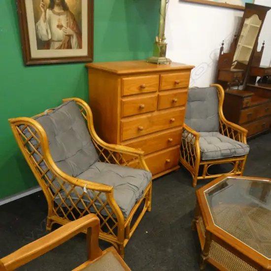 PAIR OF CANE CONSERVATORY CHAIRS
