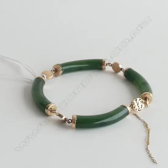 14CT GOLD & GREENSTONE BRACELET