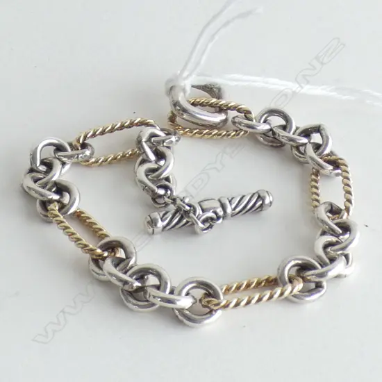 D. YUMAN SILVER & 18CT GOLD BRACELET