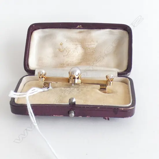 ANTIQUE 15CT GOLD & PEARL BAR BROOCH 5.4 GRAMS