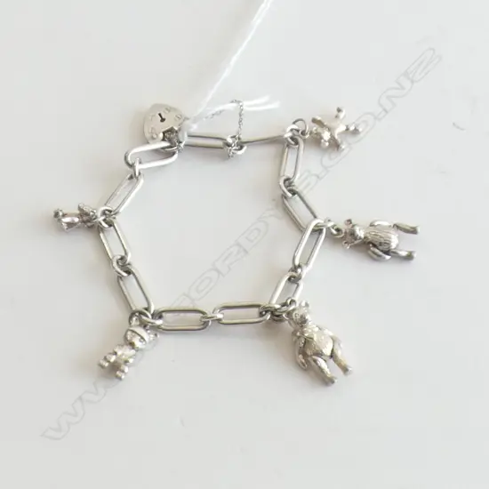 (17837) SILVER TEDDY BEAR CHARM BRACELET 