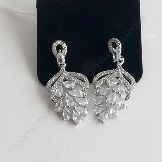 PAIR OF FAUX DIAMOND CHANDELIER EARRINGS