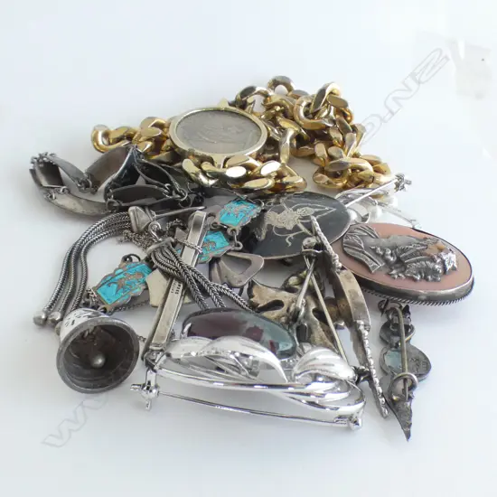 ASST. STG SILVER JEWELLERY 77 GRAMS + GOLD COSTUME NECKLACE w. COIN AF