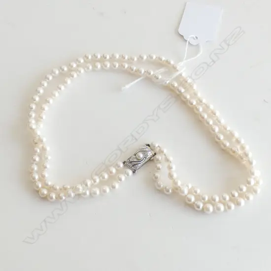 (17801) MIKIMOTO  DBLE STRAND CULTURED PEARL UNIFORM NECKLACE L.360mm.