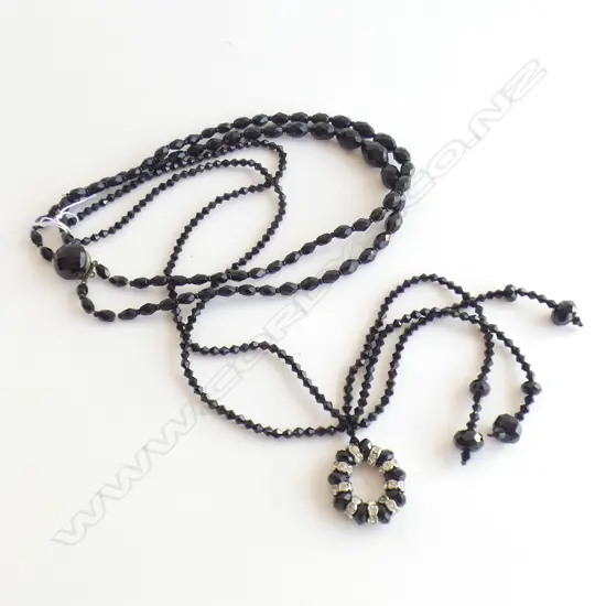 2 X BLACK FRENCH STYLE JET NECKLACES