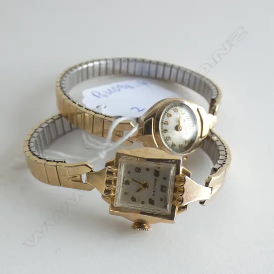 TWO BULOVA LADIES WRIST WATCHES - ONE 10CT GOLD PLATED