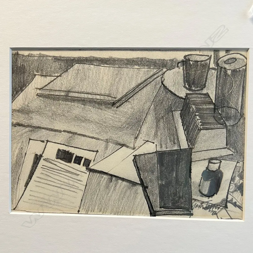 GARTH TAPPER 'STUDY FOR A STILL LIFE' PAINTING. GRAPHITE/INK 1986 130x185mm Image 1++