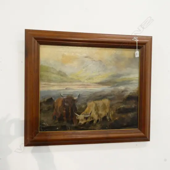 OIL ON CANVAS - BULLOCKS - ARTIST UNKNOWN 580 X 490MM - SOME LIGHT DAMAGE