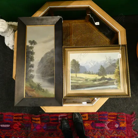 2 OIL ON BOARD NZ LANDSCAPE PAINTINGS - STEPHEN CLARK 'FOX GLACIER' & PAUL O'BRIEN 'CLARENCE RIVER  230 X 600MM