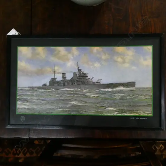 PRINT OF H.M.S. KING GEORGE V BATTLESHIP 200x390mm