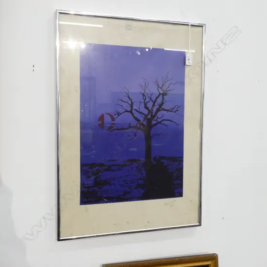 SCREEN PRINT HAND PAINTED STENCIL 'OAK ONE' BY PETER L SUCH 430 X 300MM  