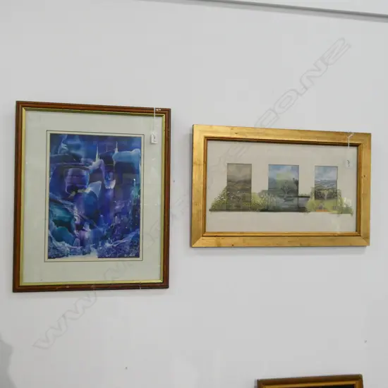 ORIGINAL WAX PAINTING BY CLARE ALLEN (360 X 260MM)+ TRIPTYCH BY STELLA READING