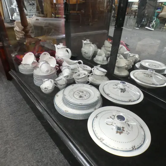 ROYAL DOULTON 66 PC DINNER,TEA & COFFEE SERVICE - OLD COLONY PATTERN CHIPS TO TEAPOT