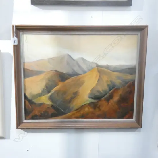 QUEENIE AITKEN 'ARROWTOWN HILLS' OIL 440x570mm