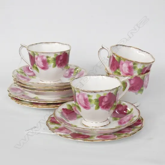 4 ROYAL ALBERT OLD ENGLISH ROSE TRIOS