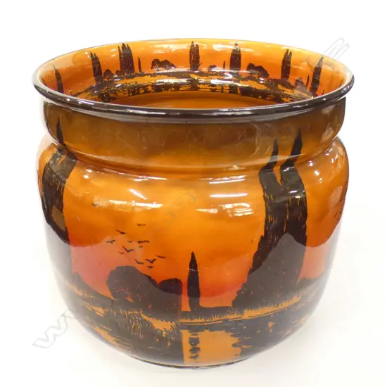 LG ROYAL DOULTON SUNSET SCENE JARDINIERE H 230 MM GRAZED