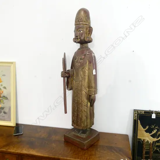 CARVED WOODEN EASTERN HOUSE GUARD H 1000 MM
