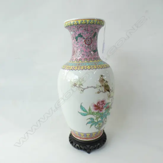 CHINESE FAMILLE ROSE BALUSTER VASE H.355mm flake chip