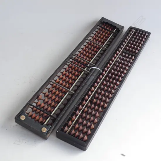 2 OLD WOODEN ABACUSES 385x70x15mm