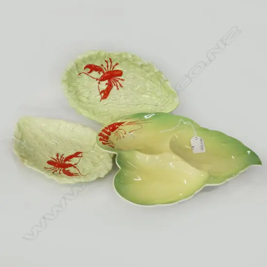 CARLTON WARE 2 PCS LOBSTER PATTERN PCS & ROYAL WINTON LOBSTER DISH