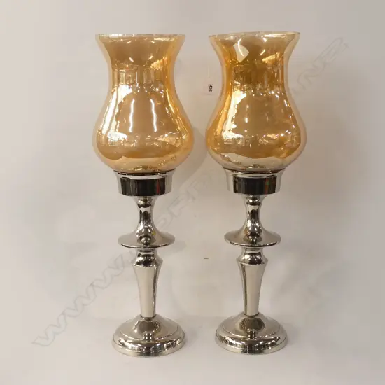 PAIR DECORATIVE HURRICANE LAMPS H.630mm