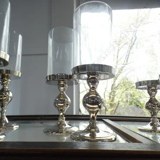 PAIR DECORATIVE HURRICANE LAMPS H.390mm