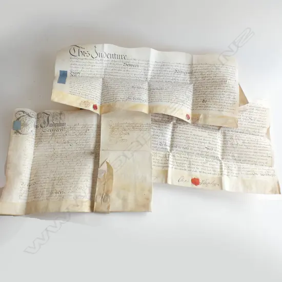4 ANTIQUE PARCHMENT DOCUMENTS / INDENTURES ETC