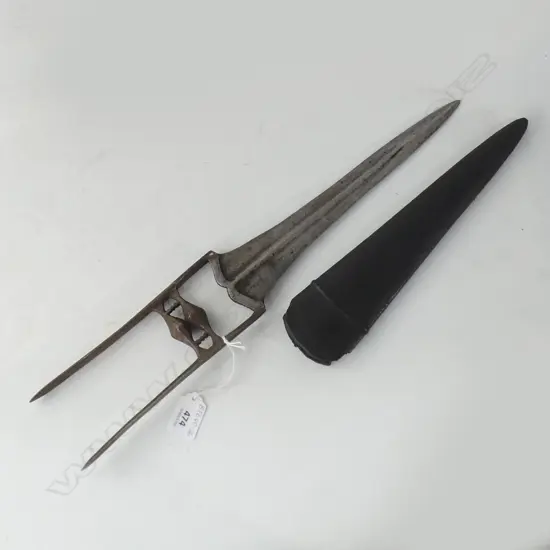 INDIAN KATAR (PUNCH DAGGER) WITH HIDE SCABBARD L 460MM