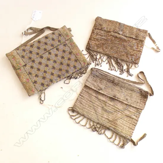 3 ANTIQUE BEADED METAL PURSES