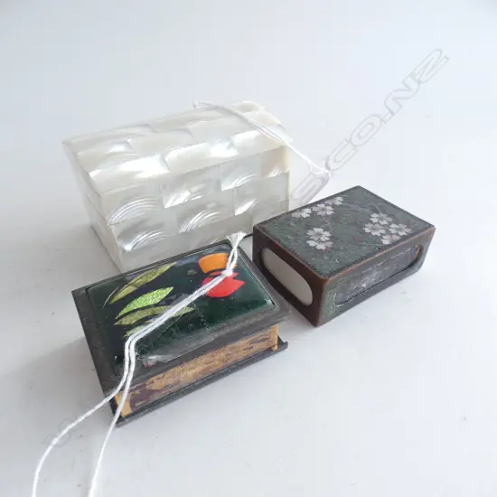 3 BOXES: MOP JEWEL + 2 CLOISONNE 