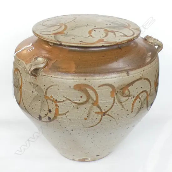 LG HAND THROWN STUDIO POTTERY LIDDED VASE