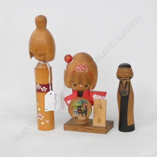 3 MID CENTURY JAPANESE DOLLS - SIGNED