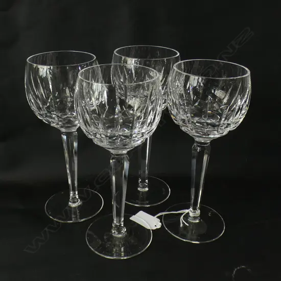 4 WATERFORD CRYSTAL HOCK GLASSES 