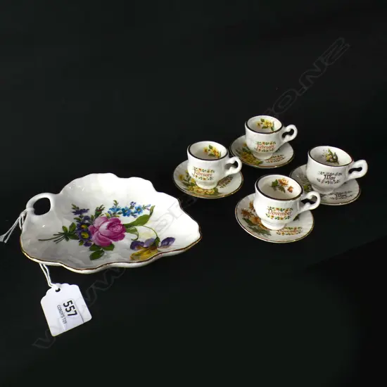 8 PC STAFFORDSHIRE MINIATURE TEASET 4 C&S + OTHER DISH