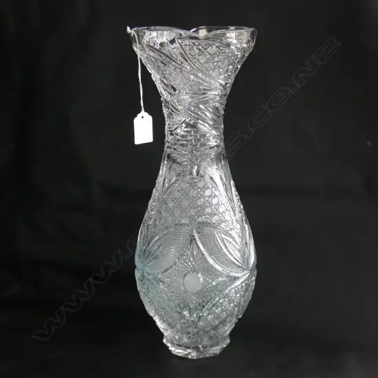TALL CUT CRYSTAL CONTINENTAL VASE 