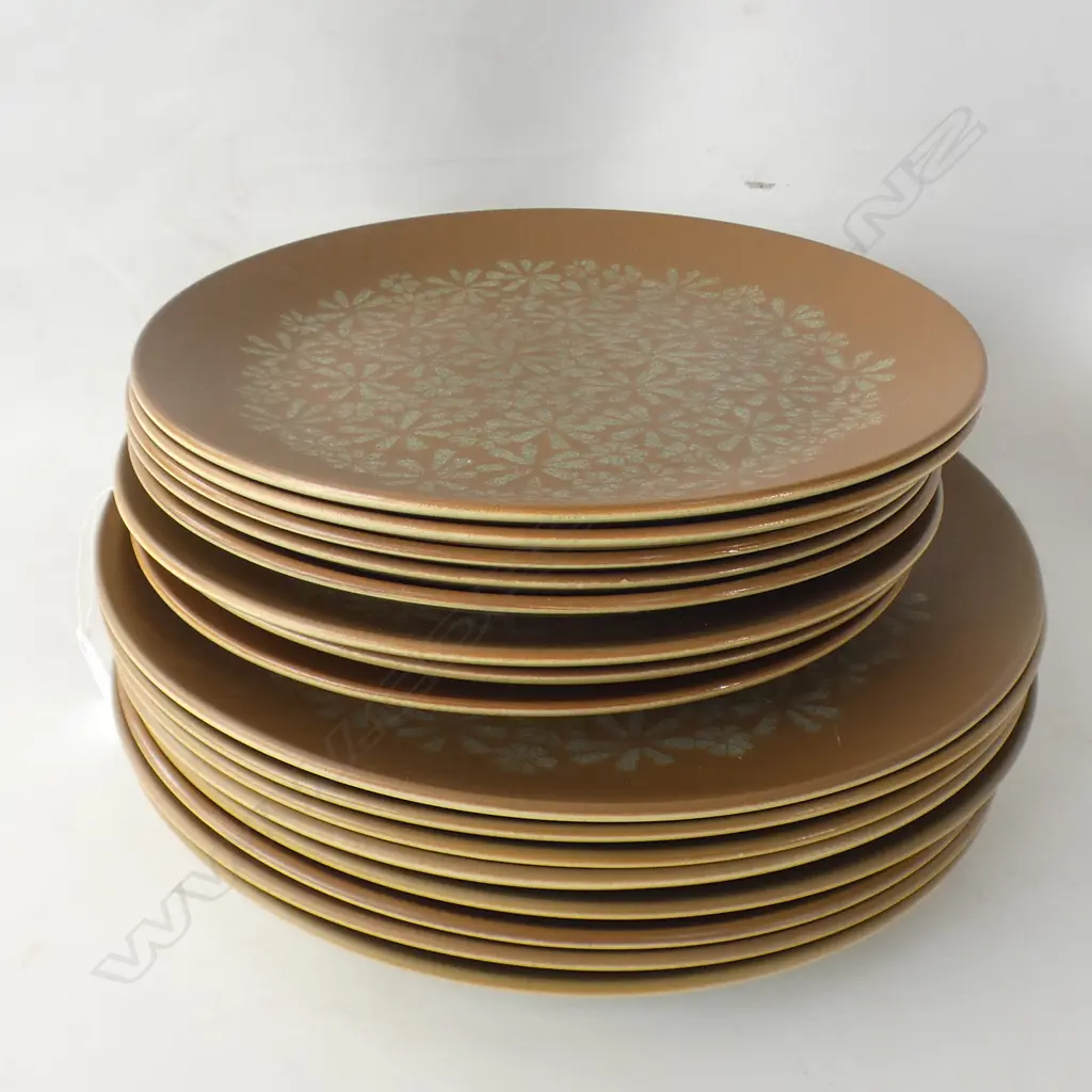 8 CROWN LYNN DOROTHY THORPE PALM SPRINGS DINNER PLATES (DIA 260MM) + 8 LUNCHEON (DIA 225MM) Image 1++