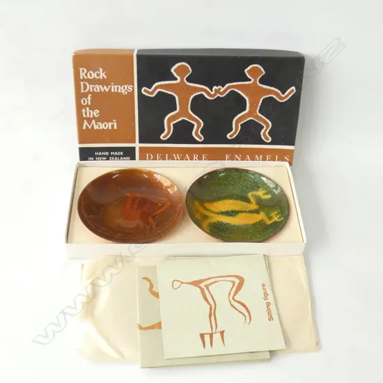BOXED SET DELAWARE ENAMEL ROCK DRAWINGS OF MAORI'S