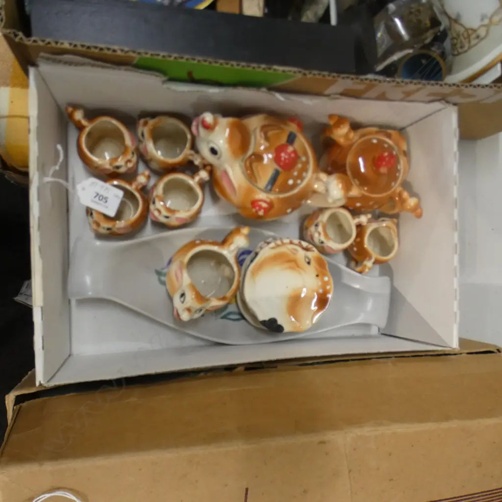 PART (SAUCER MISSING) JAPANESE CHILDS TEASET AND LONG POOLE DISH 320mm L Image 1++