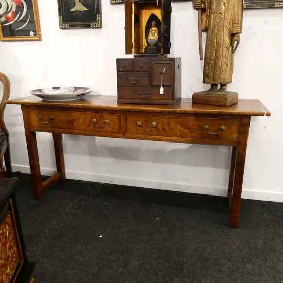OAK GEORGIAN STYLE HALL TABLE w. 2 DRAWERS 1515x380x690mm