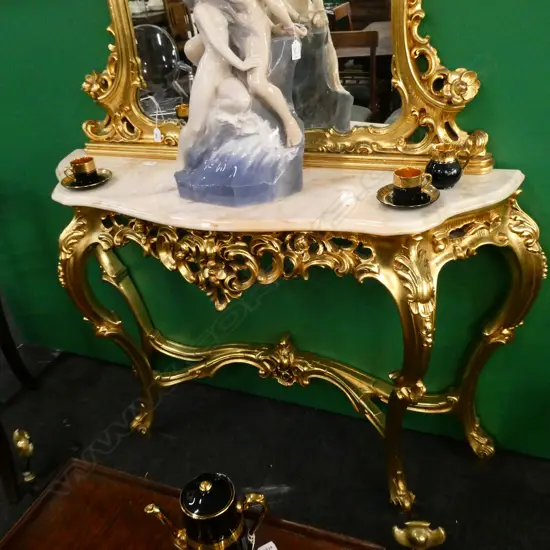 GILDED FRENCH STYLE CONSOLE / HALL TABLE 1300x360x870mm
