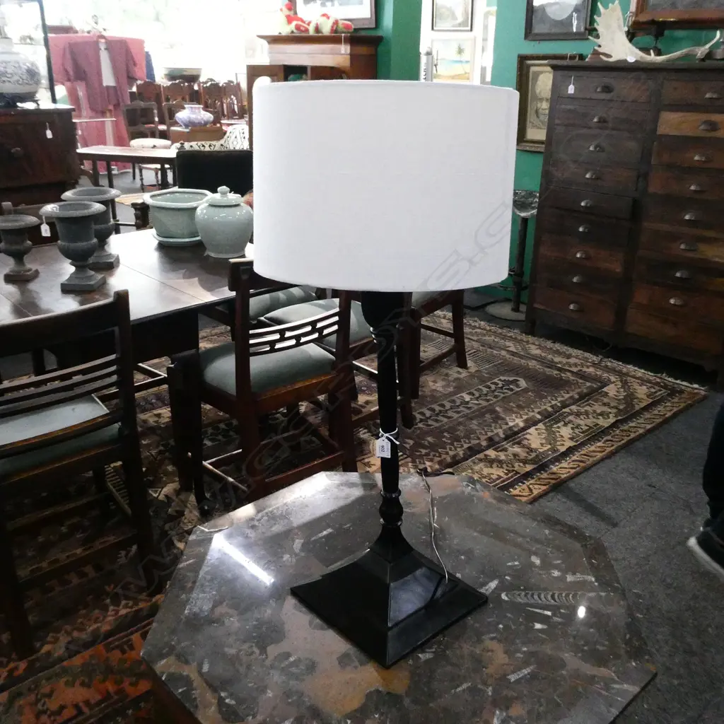 LARGE EBONSIDED LAMP EX CC INTERIORS - DRUM SHADE H.870mm Image 1++