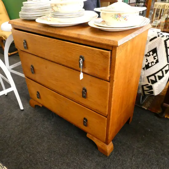 OAK 3 DRAWER CHEST 850x400x760mm