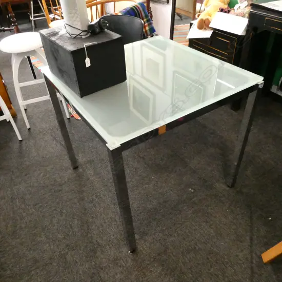 MODERN FROSTED GLASS TOP TABLE 800x800x740mm