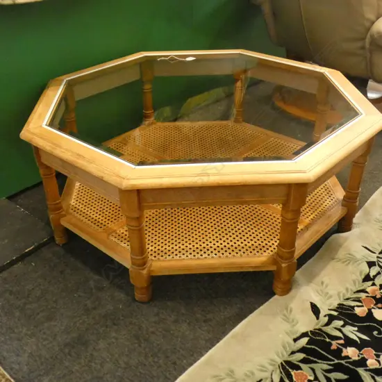 COFFEE TABLE OCTAGONAL SHAPE WITH GLASS TOP