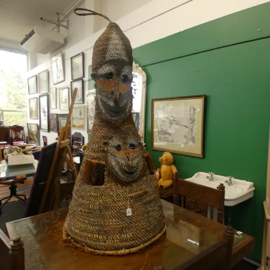 LARGE TRIBAL WOVEN SCULPTURE / RITUAL HEAD COVERING H.1150mm