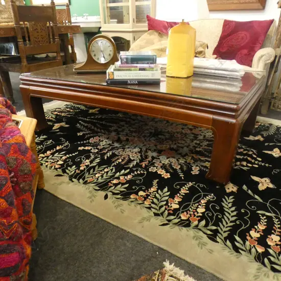 LARGE ORIENTAL COFFEE TABLE GLASS TOP 1550x900mm