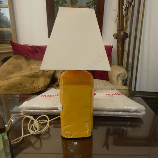 MORRIS & JAMES YELLOW GLAZED LAMP H.540mm