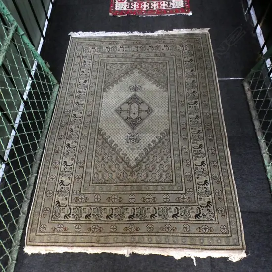 HAND KNOTTED WOOL PILE SAGE GREEN RUG 1730x1200mm