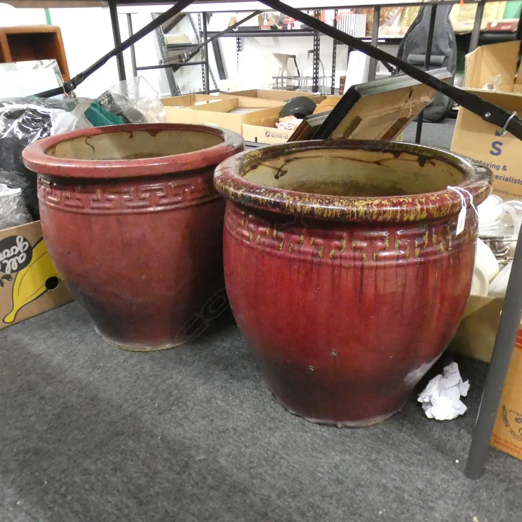 PR RED GLAZED LARGE GARDEN PLANTERS Image 1++